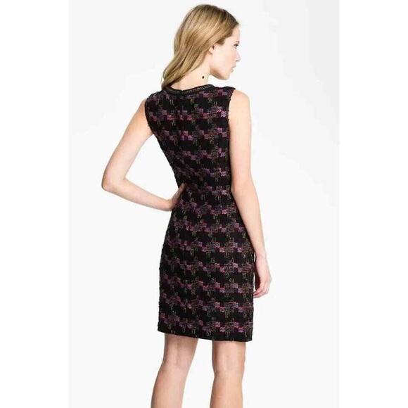 Trina Turk Dress Womens 2 Black Multi Sleeveless Good Night Tweed Sheath Lined - Picture 14 of 15